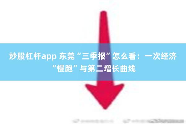 炒股杠杆app 东莞“三季报”怎么看：一次经济“慢跑”与第二增长曲线