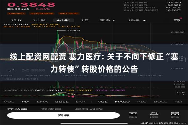 线上配资网配资 塞力医疗: 关于不向下修正“塞力转债”转股价格的公告