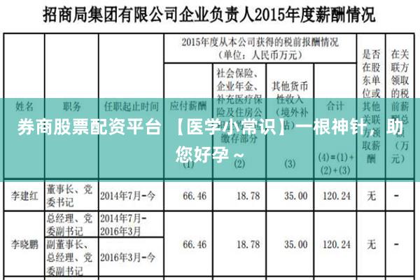 券商股票配资平台 【医学小常识】一根神针，助您好孕～